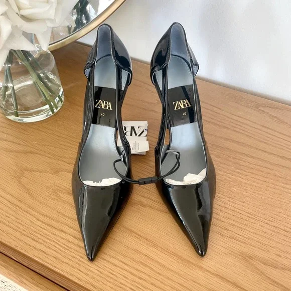 ZARA CUT OUT PATENT POINTED HIGH HEELS 9 - Picture 6 of 13